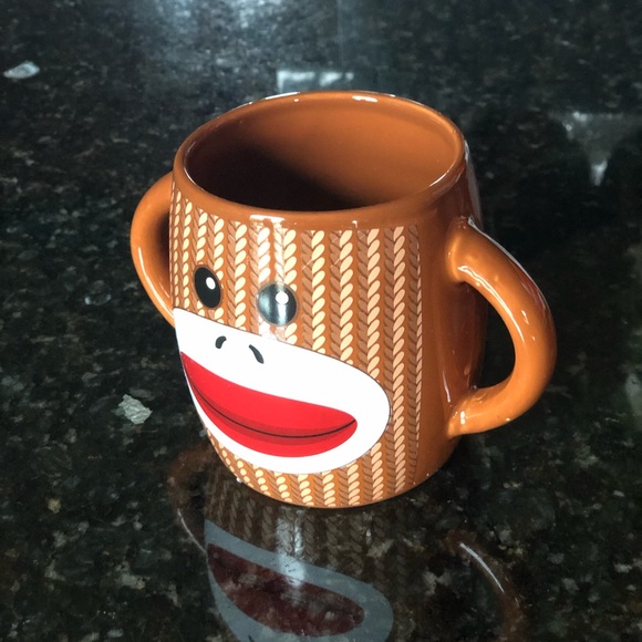 Galerie Sock Monkey Double Handle Coffee Mug Tea - Picture 2 of 5